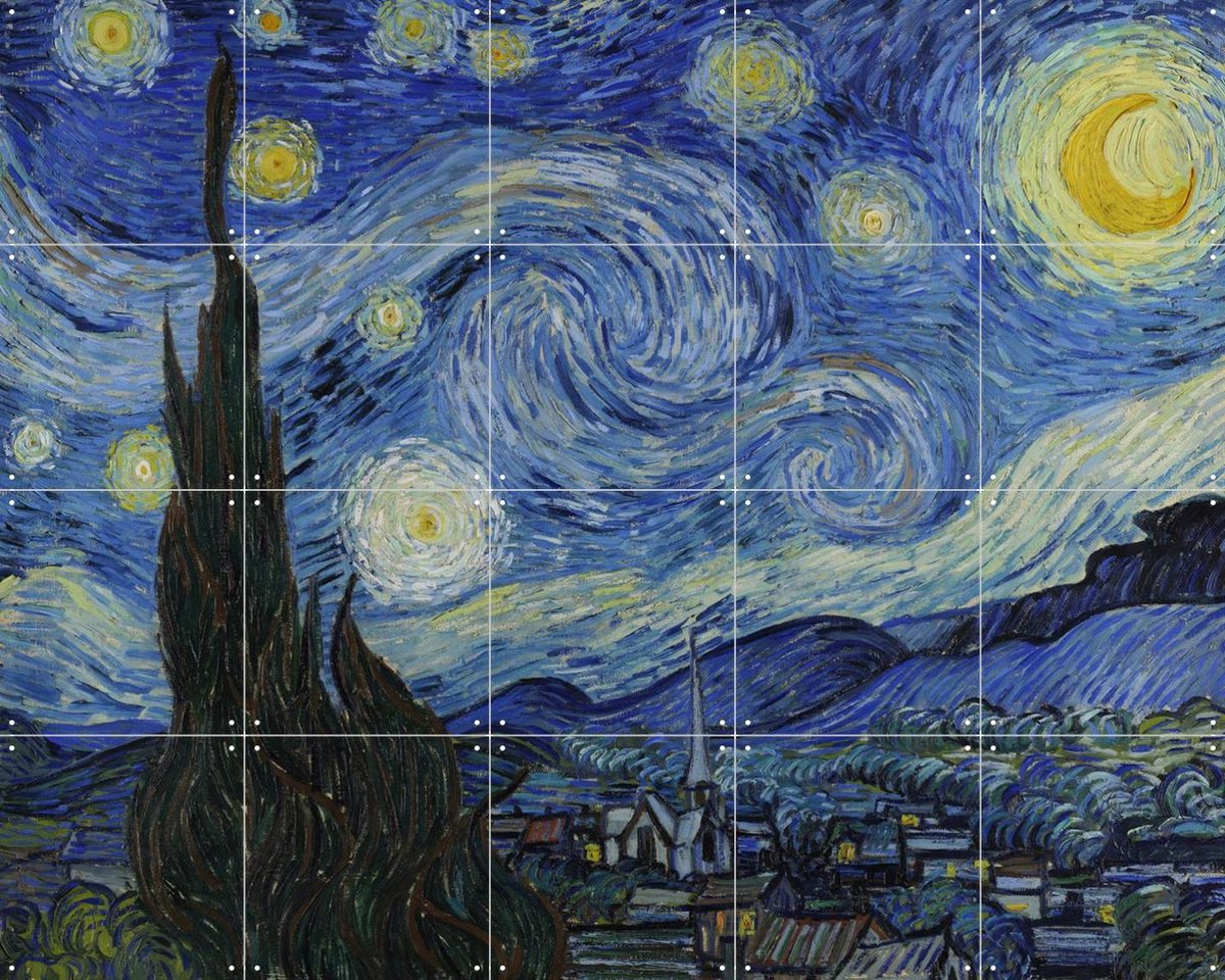 IXXI De Sterrennacht, Vincent van Gogh (1853 - 1890) - 100 x 80 cm - Gratis ophangtool - Grote wanddecoratie en posters - Klassiek, Impressionisme