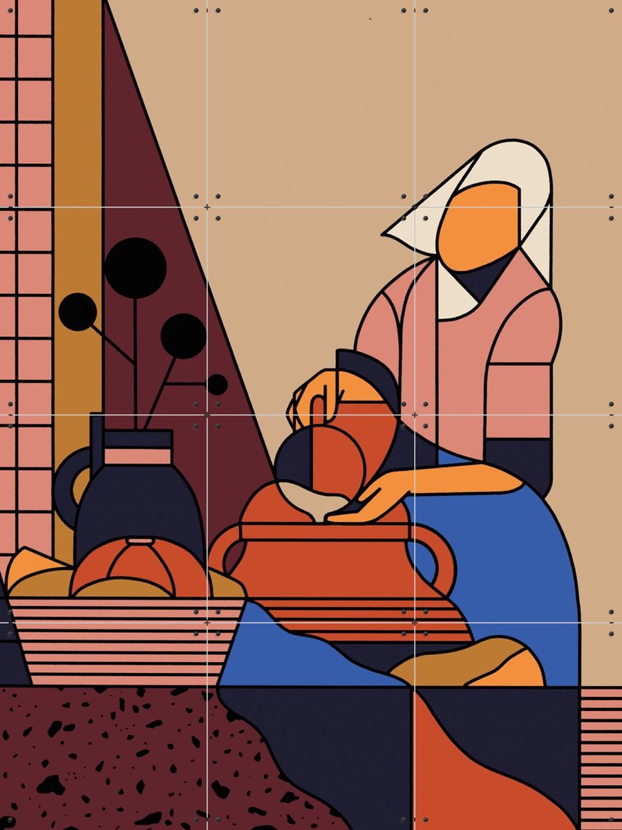 IXXI Het Melkmeisje, ZenkOne & Rijksmuseum 2.0 - 60 x 80 cm - Gratis ophangtool - Grote wanddecoratie en posters - Grafisch Ontwerp, Geometrische