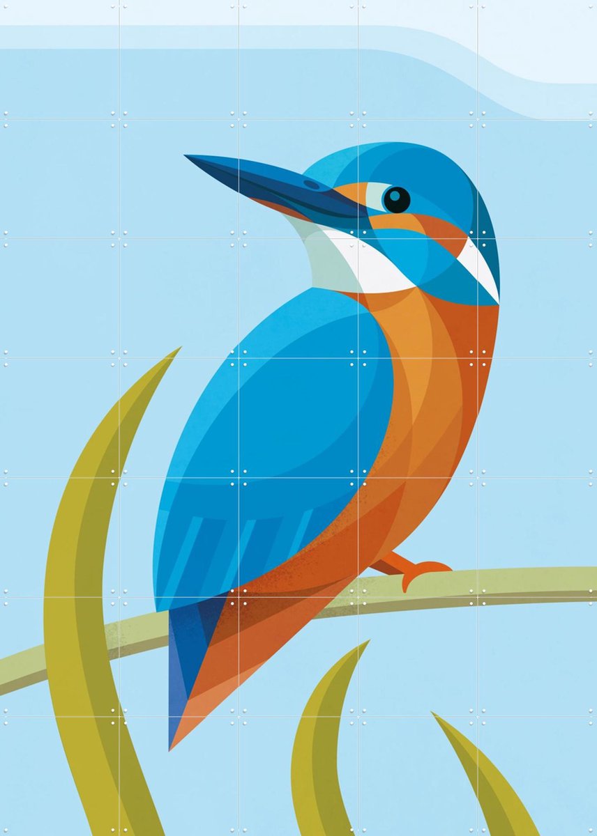 IXXI IJsvogel, Elke Uijtewaal - 100 x 140 cm - Gratis ophangtool - Grote wanddecoratie en posters - Geometrische Kunst, Digitale Kunst, Kleurrijk