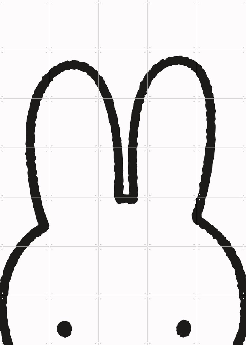 IXXI Nijntje Oren, Nijntje - 100 x 140 cm - Gratis ophangtool - Grote wanddecoratie en posters - Illustraties, Line art, Minimalisme, Speels