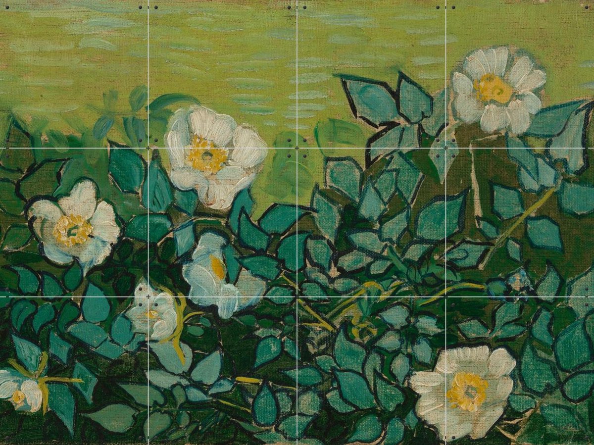 IXXI Wilde rozen (1889), Vincent van Gogh (1853 - 1890) & Van Gogh Museum - 80 x 60 cm - Gratis ophangtool - Grote wanddecoratie en posters -