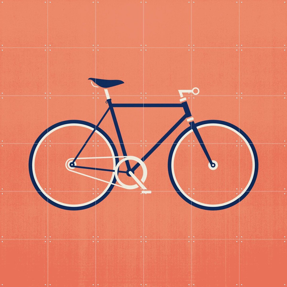 IXXI Vintage Bike, Hannes Beer - 120 x 120 cm - Gratis ophangtool - Grote wanddecoratie en posters - Geometrische Kunst, Illustraties, Minimalisme