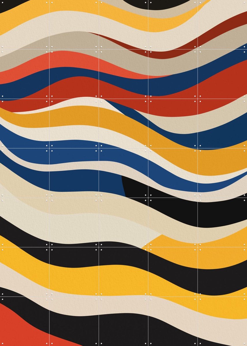 IXXI Bauhaus - Wavy stripes, Little Dean & Various - 100 x 140 cm - Gratis ophangtool - Grote wanddecoratie en posters - Strepen, Bauhaus, Grafisch