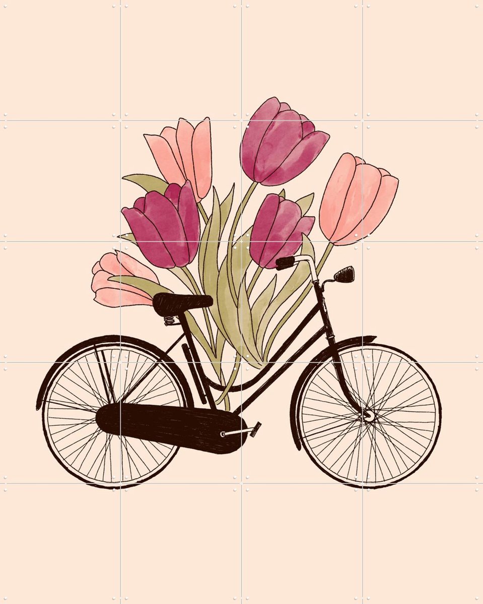 IXXI Bicycle Cities Amsterdam, Florent Bodart - 80 x 100 cm - Gratis ophangtool - Grote wanddecoratie en posters - Speels, Aquarel, Vintage