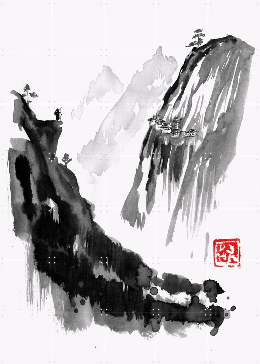 IXXI The Traveller, Péchane - 100 x 140 cm - Gratis ophangtool - Grote wanddecoratie en posters - Illustraties, Mancave, Bergen, Natuur