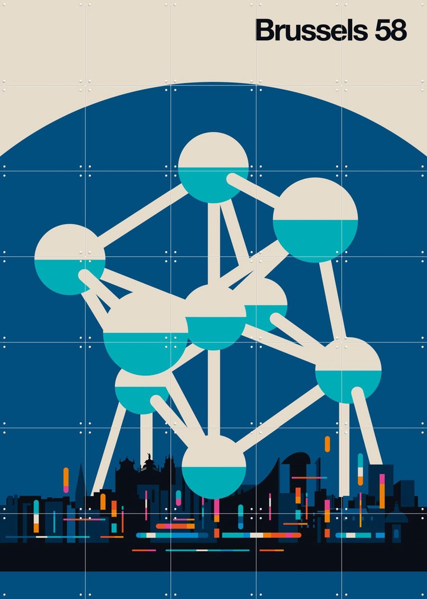 IXXI Brussels 58, Bo Lundberg - 100 x 140 cm - Gratis ophangtool - Grote wanddecoratie en posters - Geometrische Kunst, Digitale Kunst, Illustraties