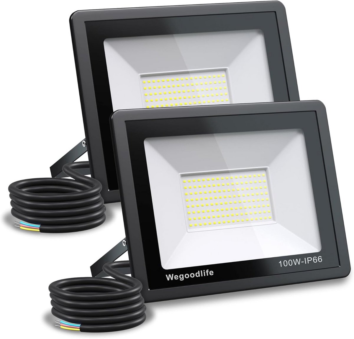 2x 100W LED Buitenlamp Superhelder Warm Wit IP66 Waterdicht voor Tuin en Oprit