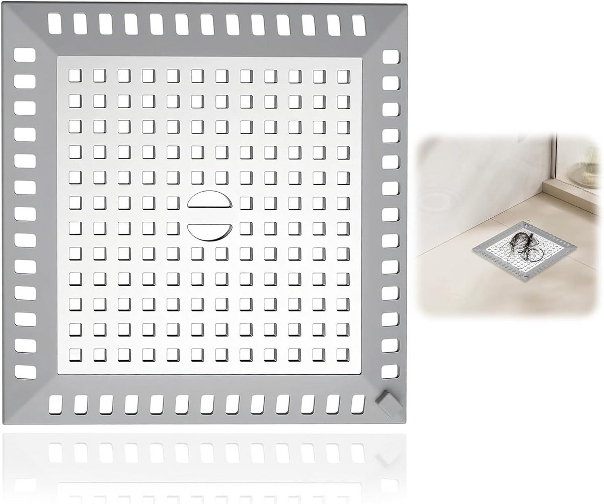 Doucheafvoerrooster RVS 304 met Antislip Siliconen Frame 12,3x12,3cm