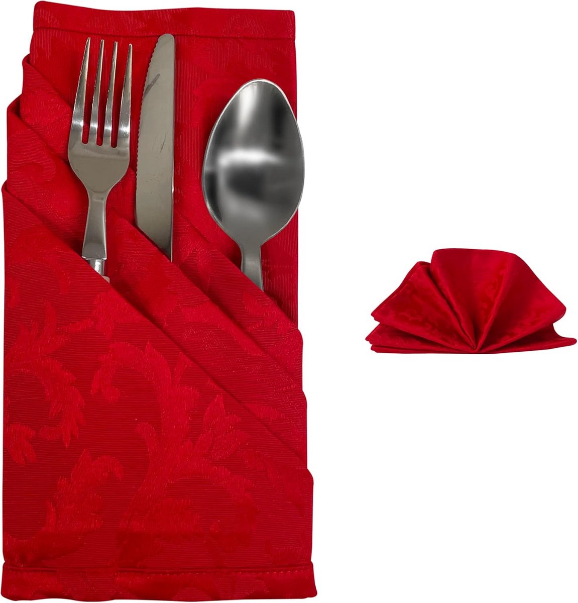 Set van 6 Kerst Servetten Rood Katoen 45x45 cm - Gemaakt in Italië Kwaliteit
