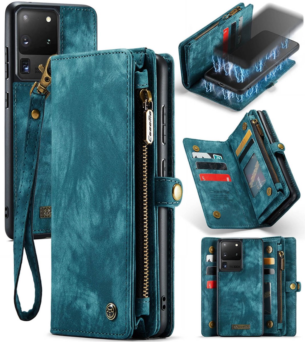 Caseme Telefoonhoesje geschikt voor Samsung Galaxy S20 Plus Hoesje | Caseme 008 Uitneembare 2in1 Bookcase Portemonnee | Pasjeshouder voor 8 Pasjes | Telefoonhoesje voor Pinpas / OV Kaart / Rijbewijs - Groen