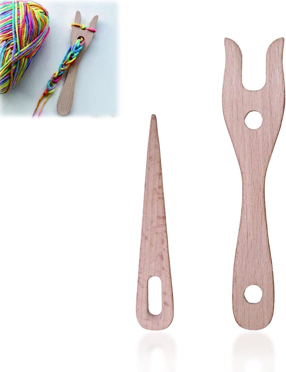 Breivork Set - Houten Knutselgereedschap - Armbanden Maken - Ergonomisch Ontwerp - 15 cm Vork - Natuurlijk Hout