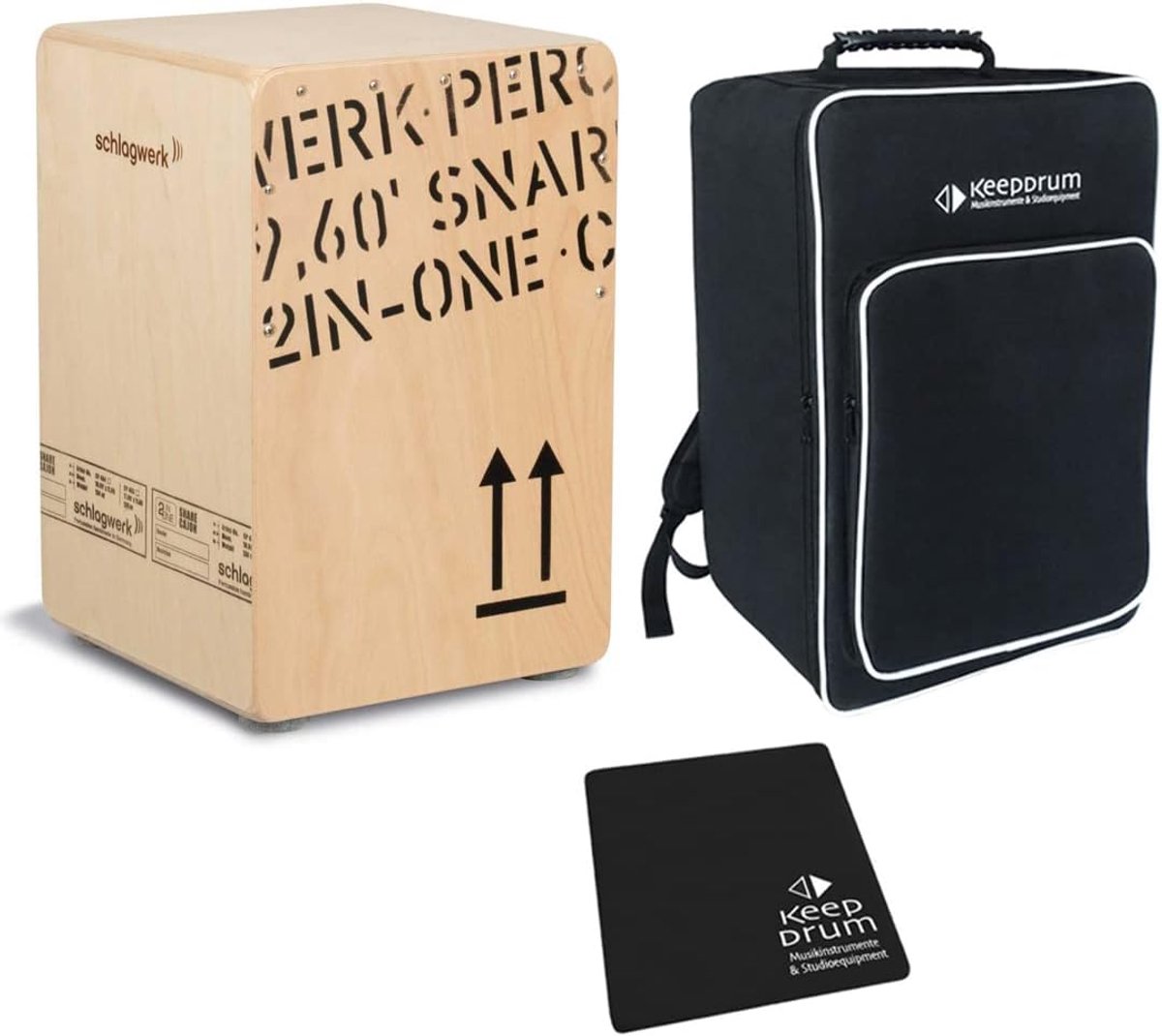 Cajon Set - Percussie Instrument - Muziek Maken - Inclusief Tas en Pad - Natuurlijk Hout