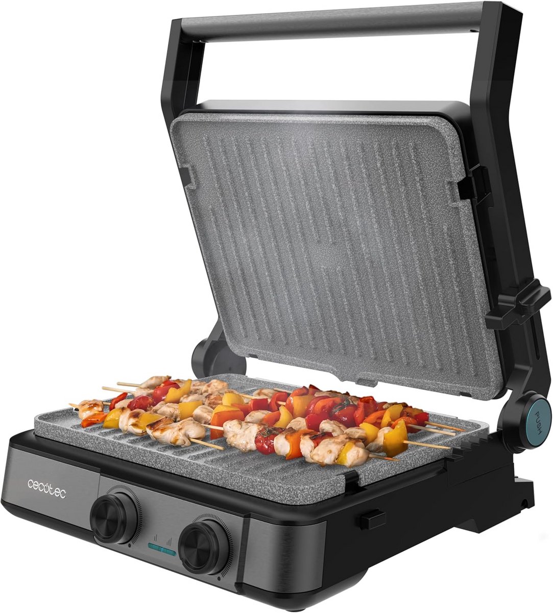 Elektrische Grill - Contactgrill Bakplaat - Binnen Koken - Dubbele Temperatuurregeling - 29 x 23 cm - Zwart