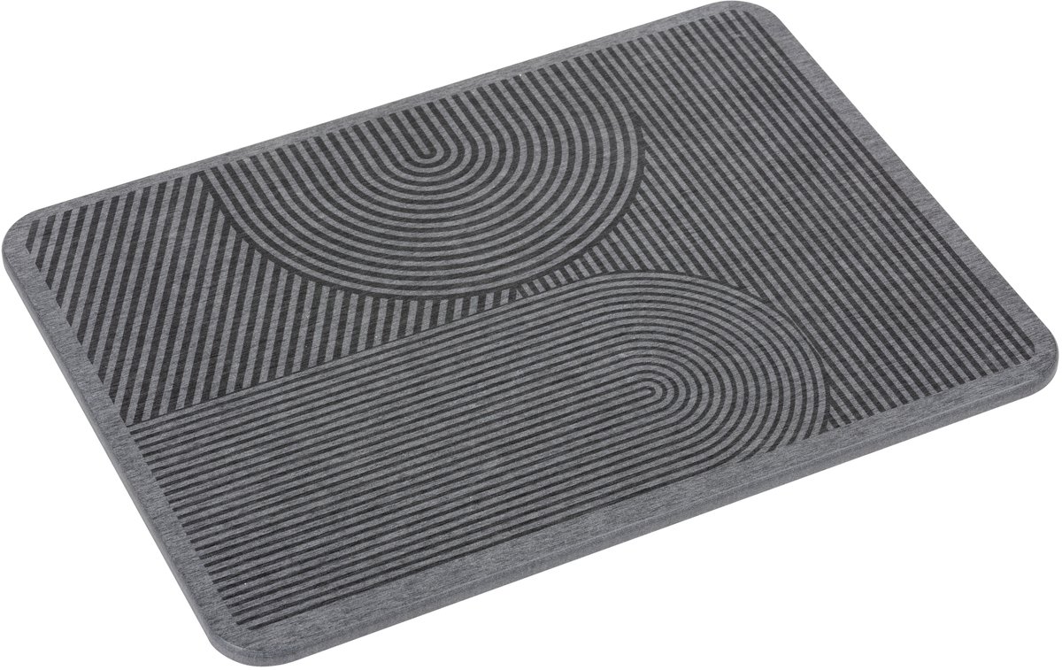 WENKO Diatomiet Afdruipmat voor afwas Damon grijs, 40x30 cm - Sneldrogend - Anti-slip - Afwasmat