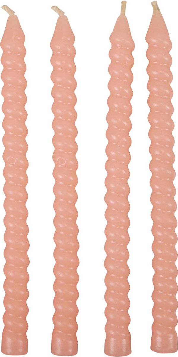 Mica Decorations - Twist kaars l.roze 4 stuks - h18xd1,4cm