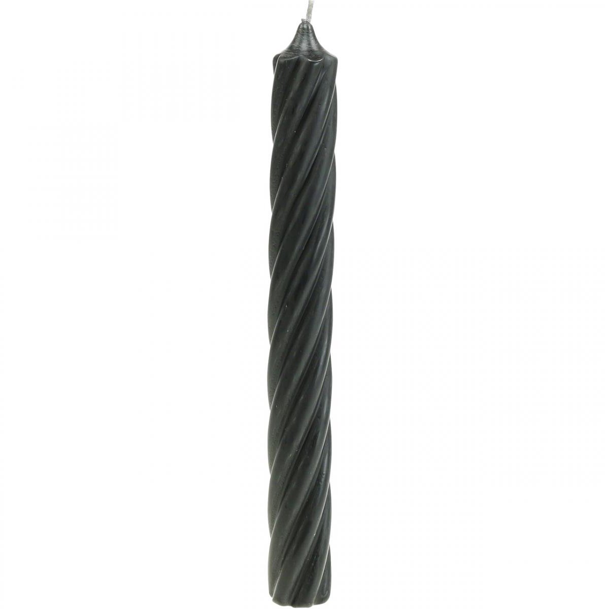 Wenzel Kerzen Rustieke kaarsen, stokkaarsen, effen zwart, 250/28 mm, 4 stuks