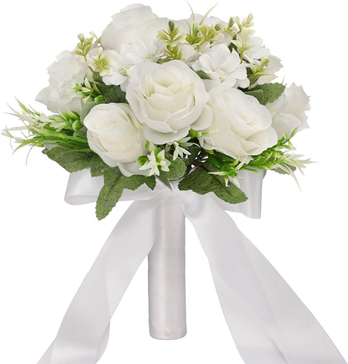 Bruidsboeket Champagne Wit Kunstbloemen voor Bruiloft, Bruidsmeisje en Decoratie