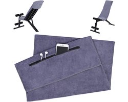 Gaethra Sporthanddoek - 50 x 120 cm - Fitness Handdoek - Zacht en Sneldrogend Microvezel Met Verborgen Ritssluitingstas en Opbergvak - Donker Grijs