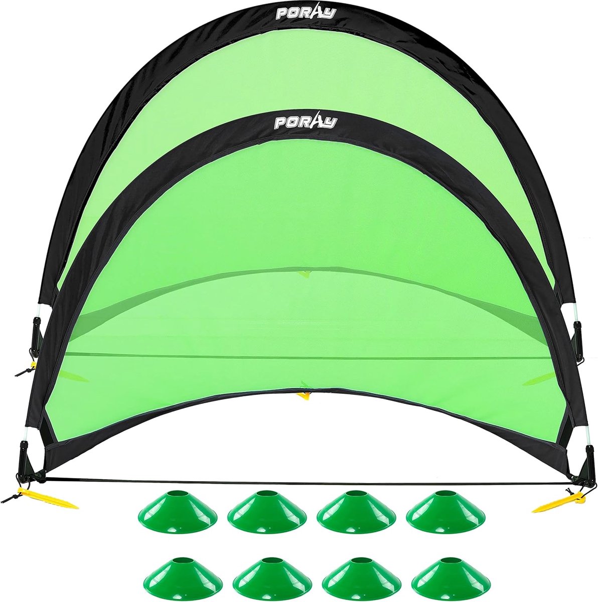 Set van 2 Draagbare Voetbaldoelen voor Kinderen - Pop-up Trainingsnet & Kegels
