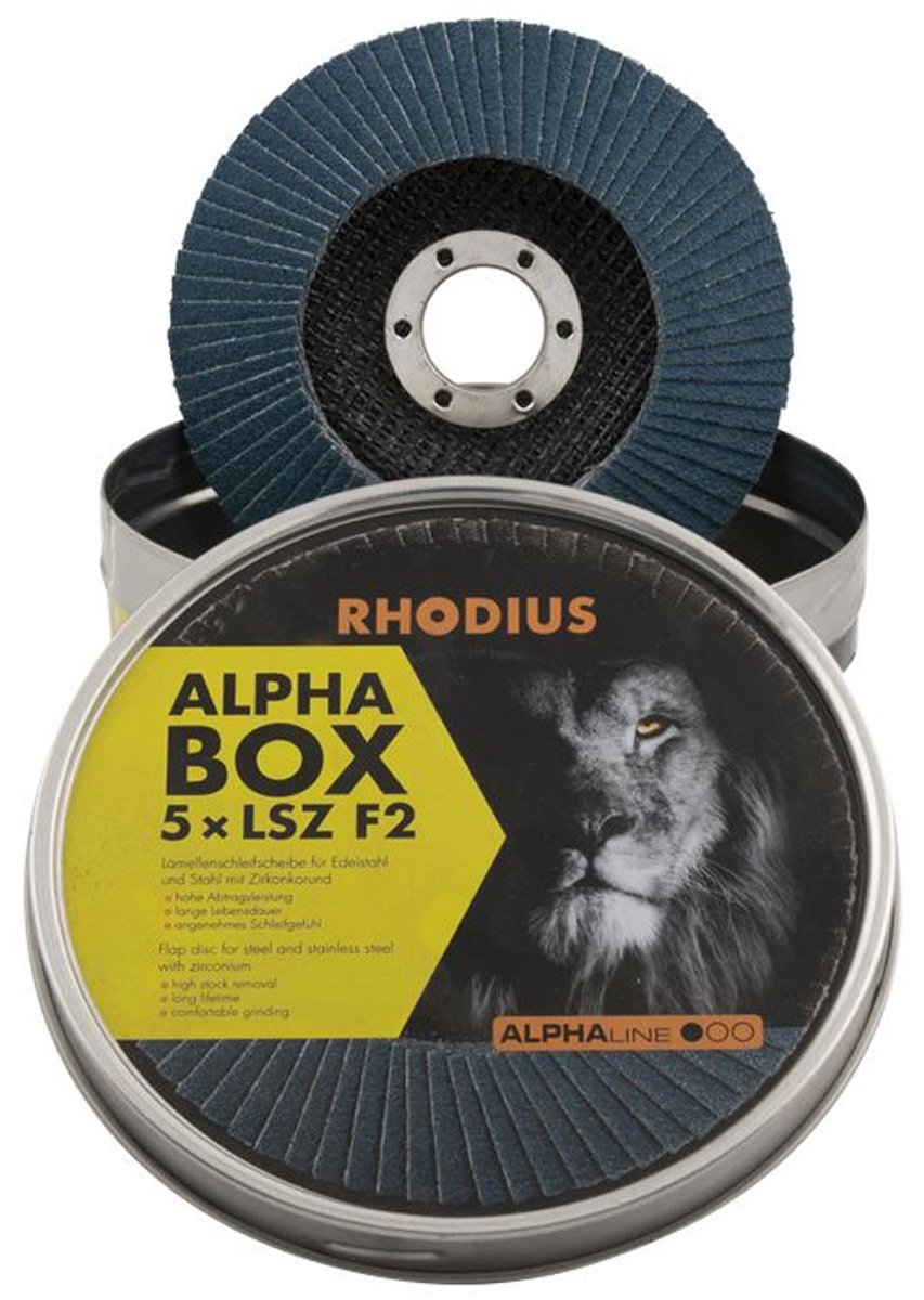 Lamellenschijf 5 in blik Ø115 mm K60 ALPAline LSZ F2 - RHODIUS