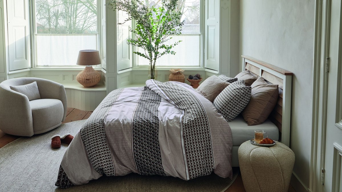 Rivièra Maison Lawrence dekbedovertrek - Lits-Jumeaux XL - 260 x 200/220 cm - Bruin