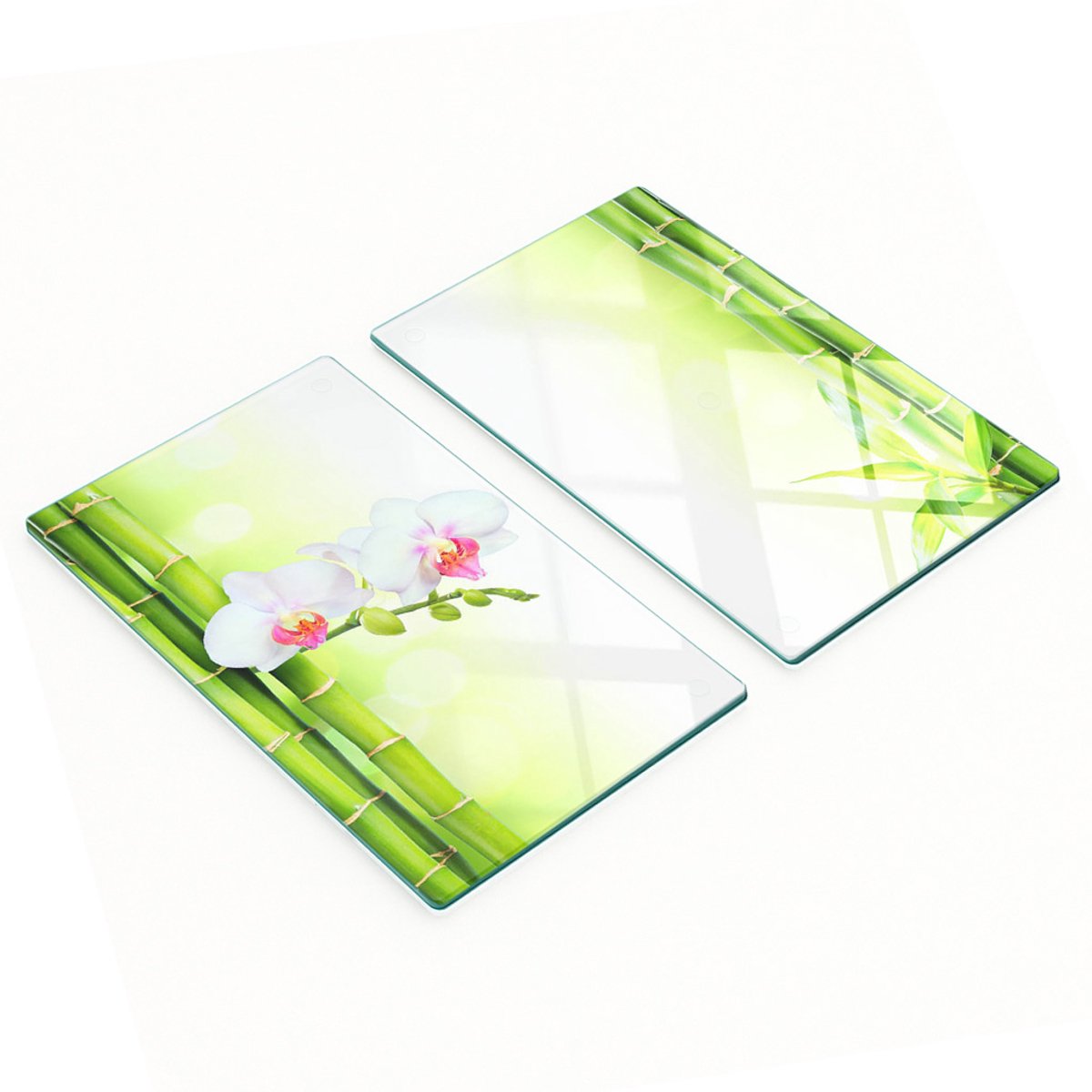 Keukenplanken van gehard glas met orchidee- en bamboe-afbeeldingen, 2x30x52 cm