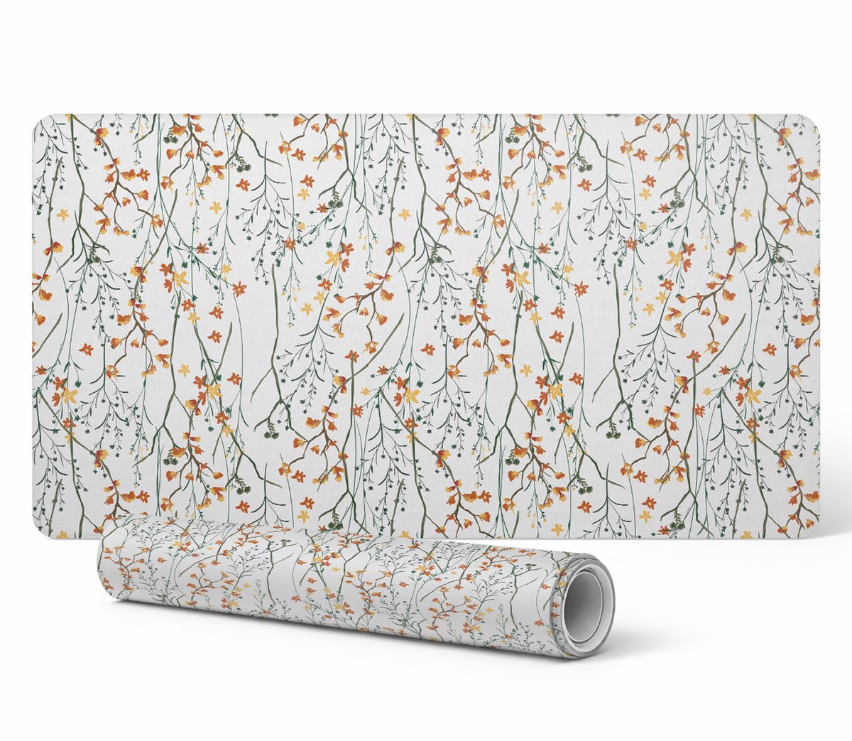 Moderne beschermende toetsenbordmat met herfstbloemen en takjes, 100x50 cm
