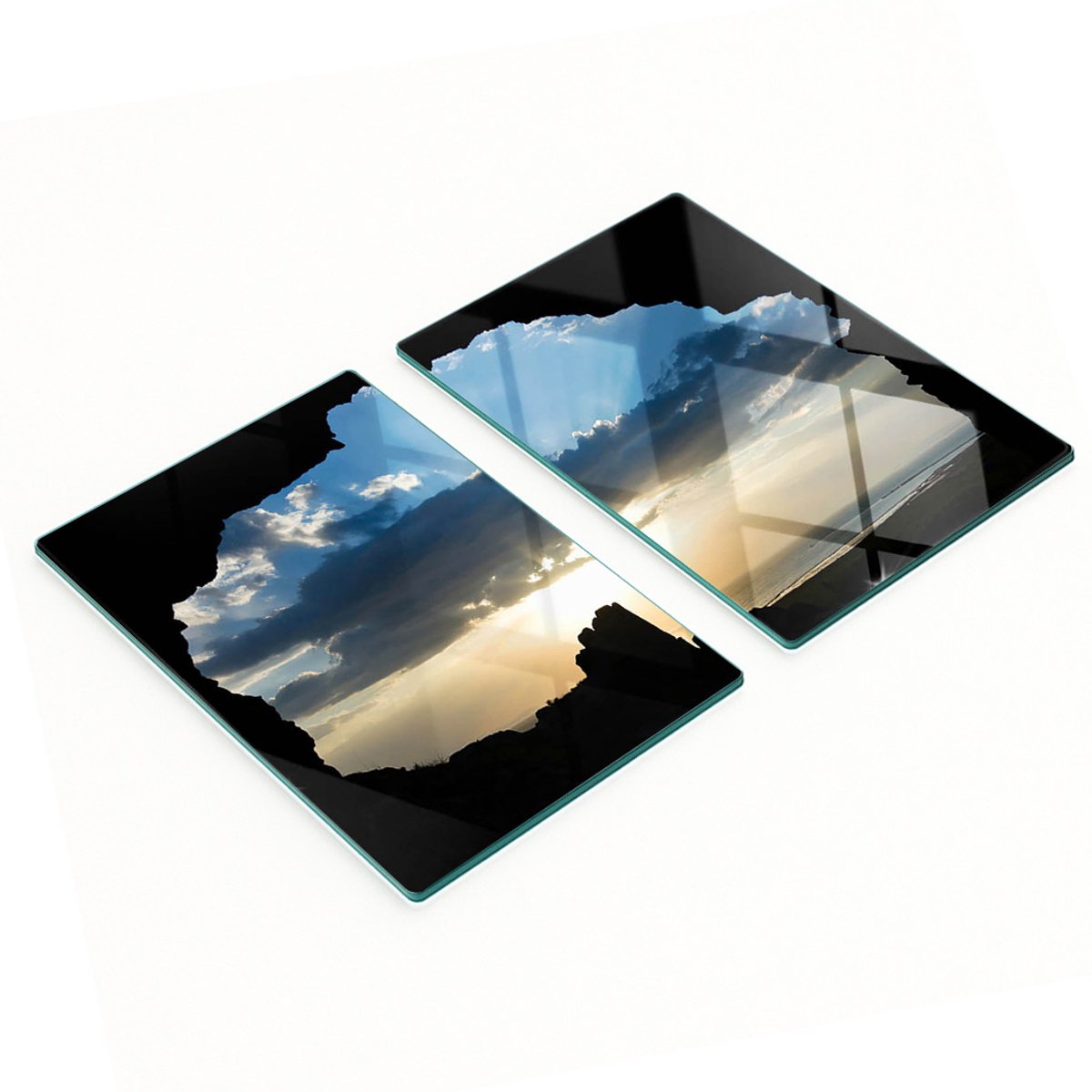 Decoratieve glazen snij- en serveerplanken Sunset 2x40x52 cm