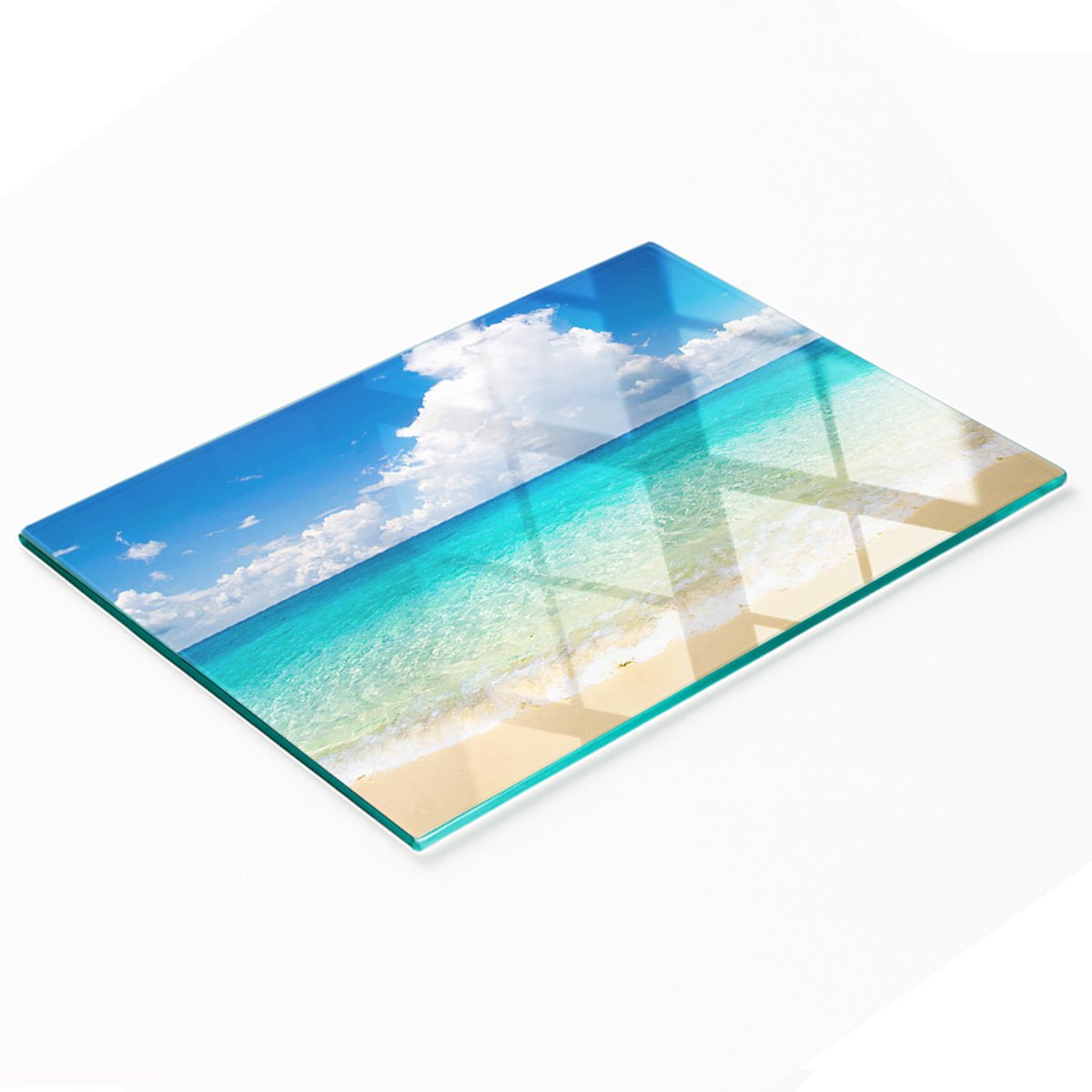 Gehard multifunctioneel decoratief glazen bord Paradise Beach 80x52 cm