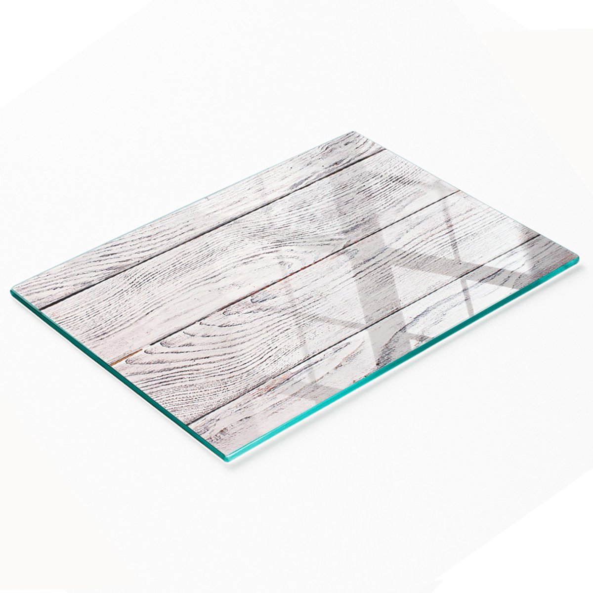 Decoratieve glazen snijplank met houten rand, 80x52 cm