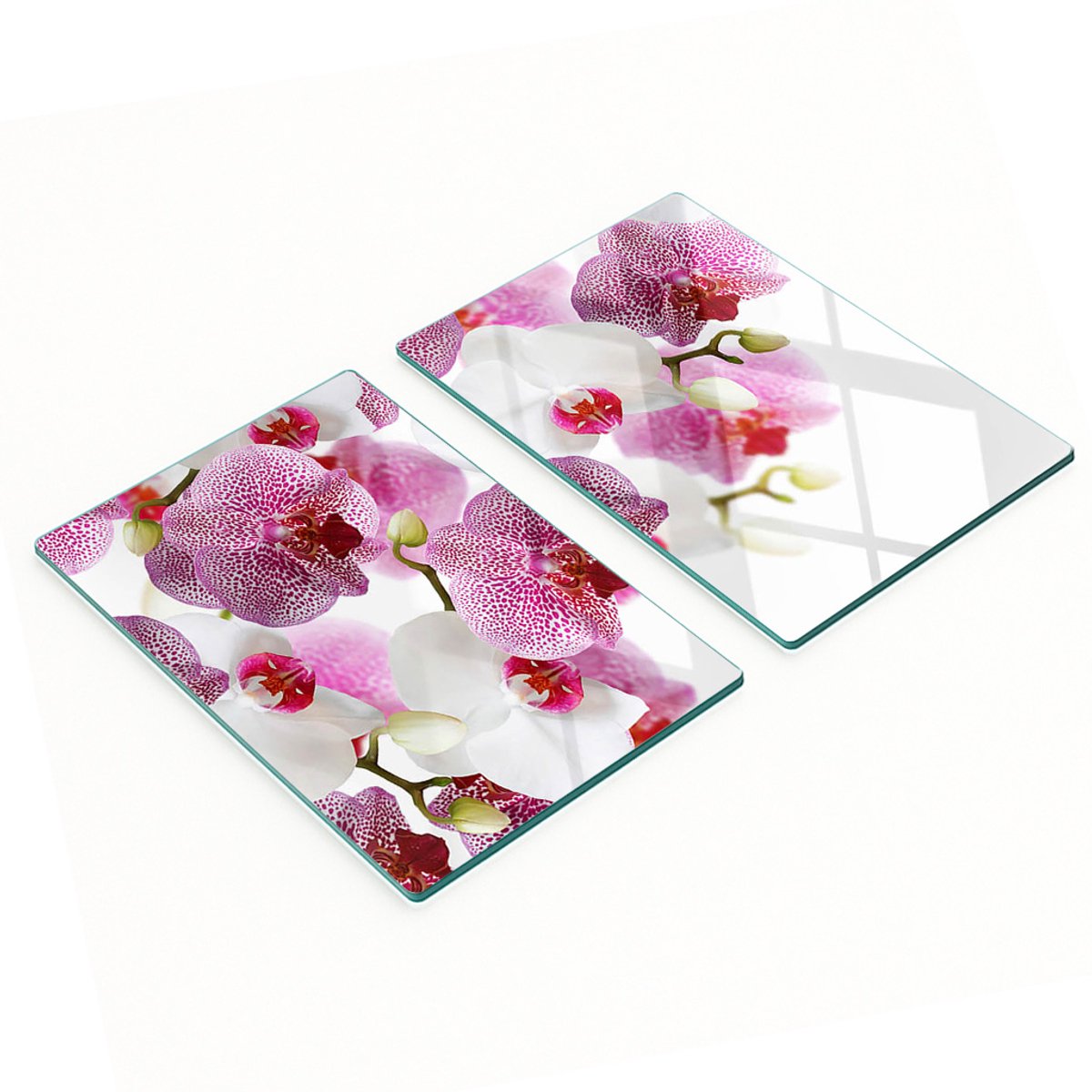 Decoratieve glazen serveerplanken voor snacks, orchidee, 2x40x52 cm