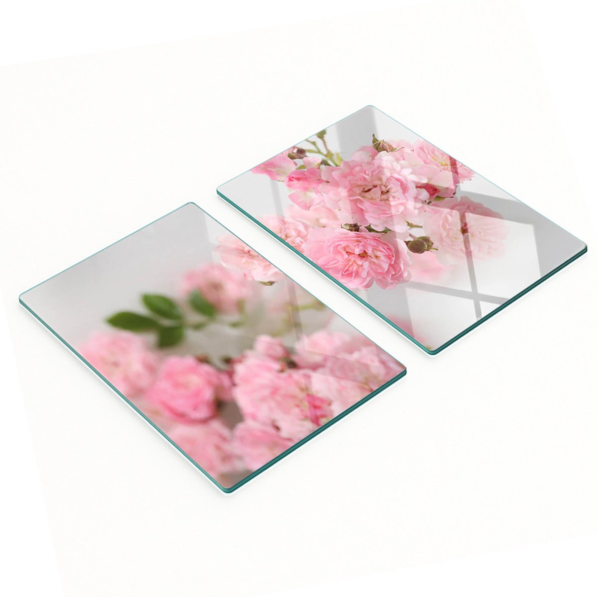 Geharde multifunctionele decoratieve glazen borden met wilde rozen, 2x40x52 cm