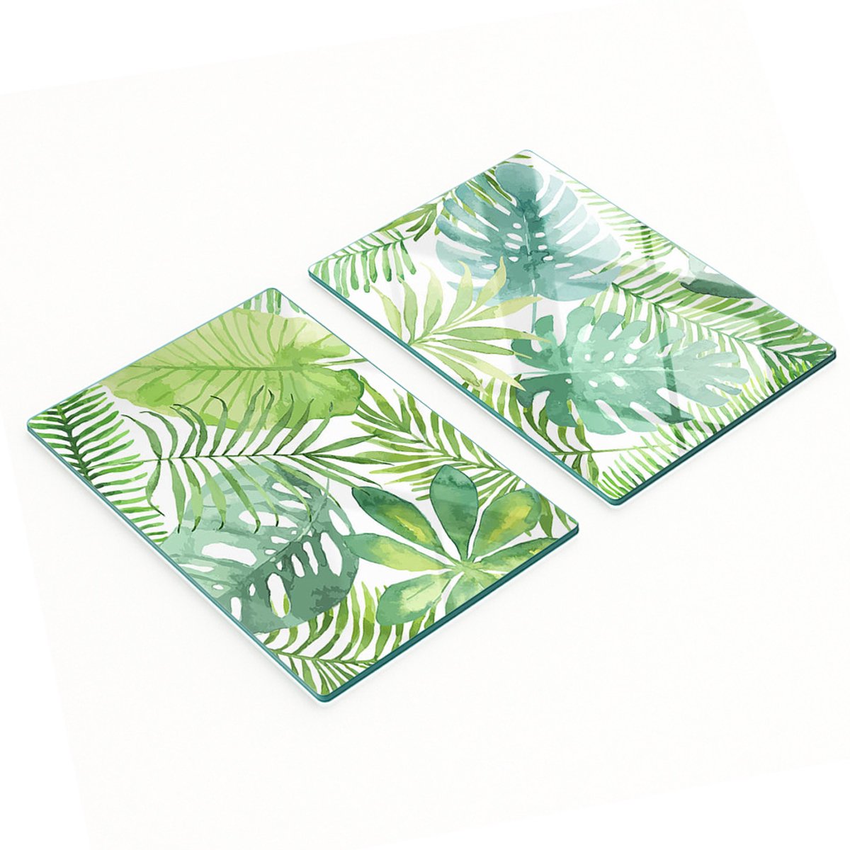 Decoratieve snijplanken van gehard glas met tropische bladeren, 2x40x52 cm