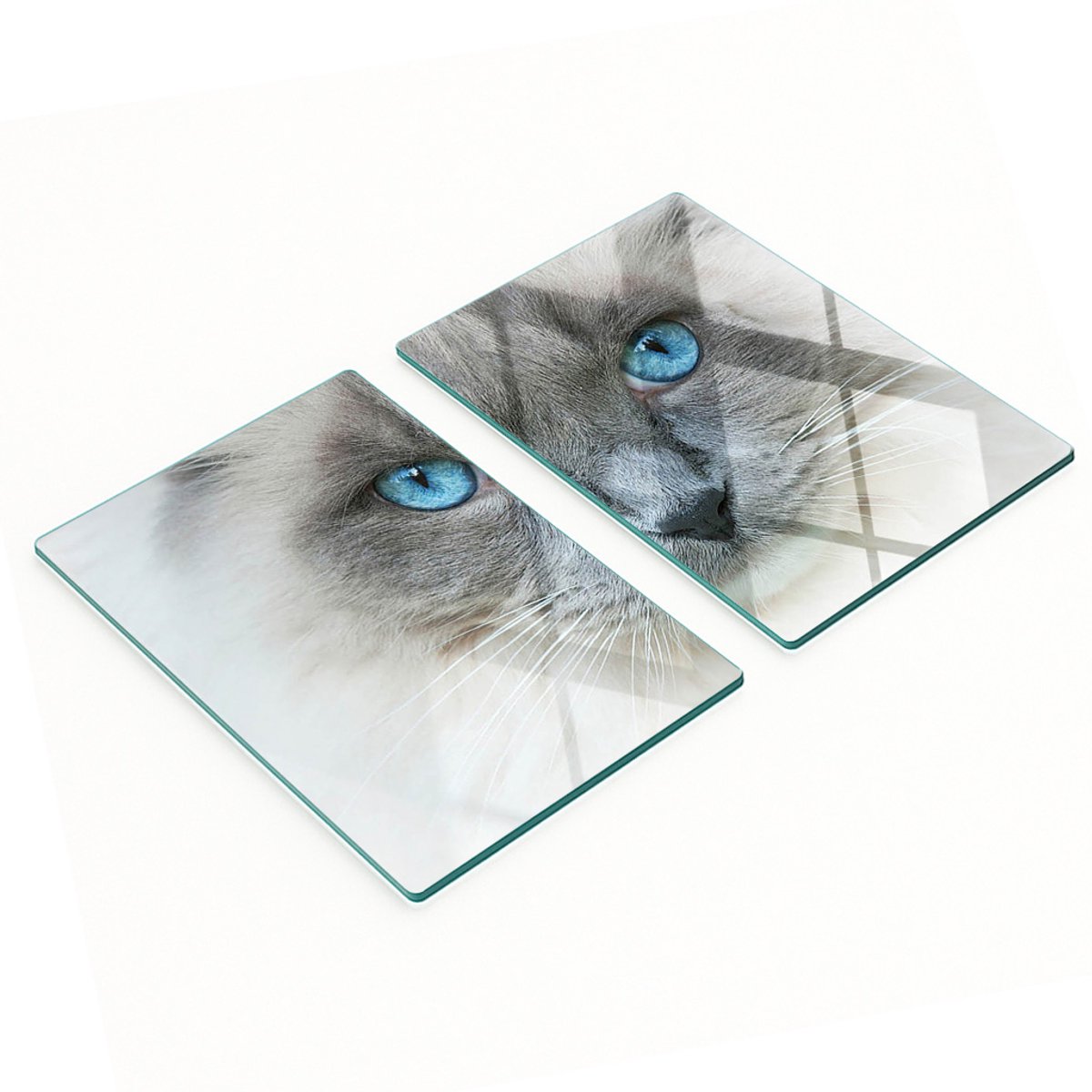 Set van twee glazen snijplanken met kattenogen, 2x40x52 cm
