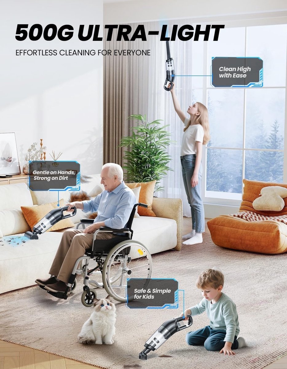 Guangzhouhuahong Draadloze Handstofzuiger 10000 Pa met 3 - afbeelding 3