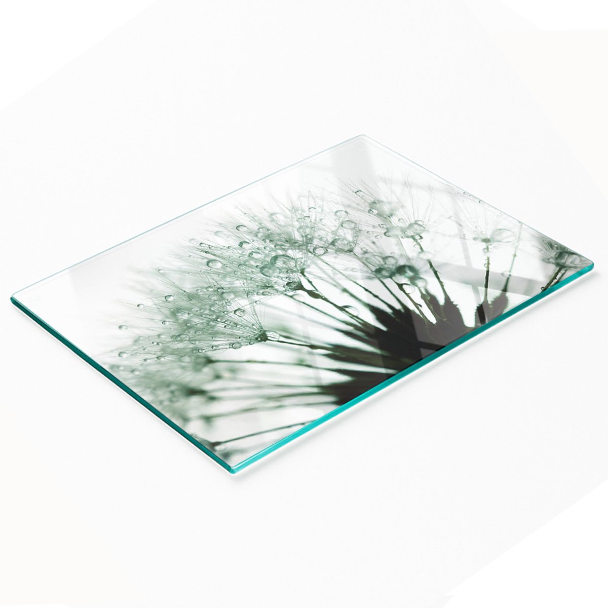 Gehard multifunctioneel decoratief bord van glas met paardenbloemenmotief, 80x52 cm