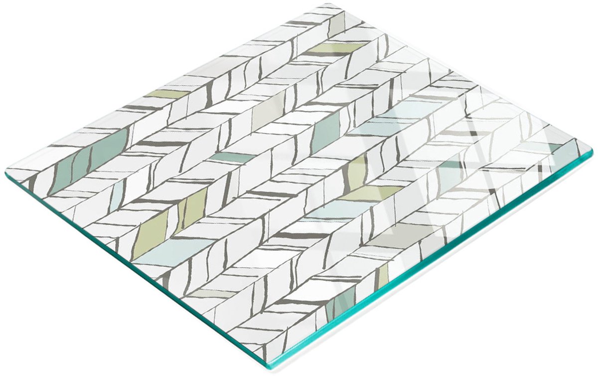 Gehard multifunctioneel decoratief bord van glas met visgraatpatroon, 60x52 cm