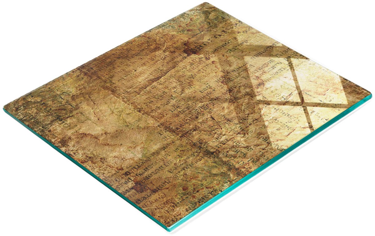 Multifunctionele decoratieve glazen keukenplank met vintage papierlook, 60x52 cm