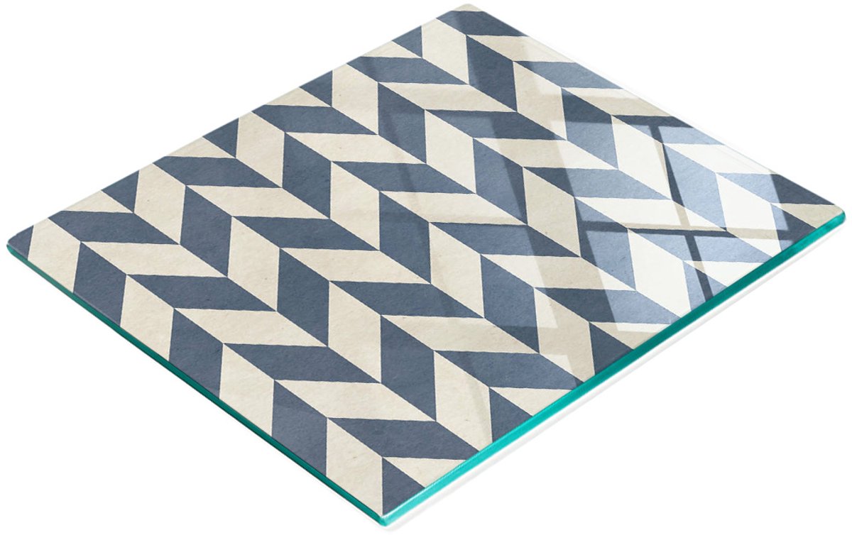 Multifunctionele decoratieve snijplank voor in de keuken met chevronpatroon, 60x52 cm