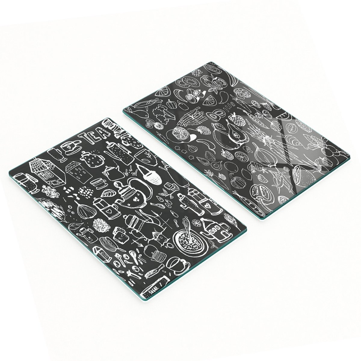 Multifunctionele decoratieve glazen borden met voedselprint 2x30x52 cm