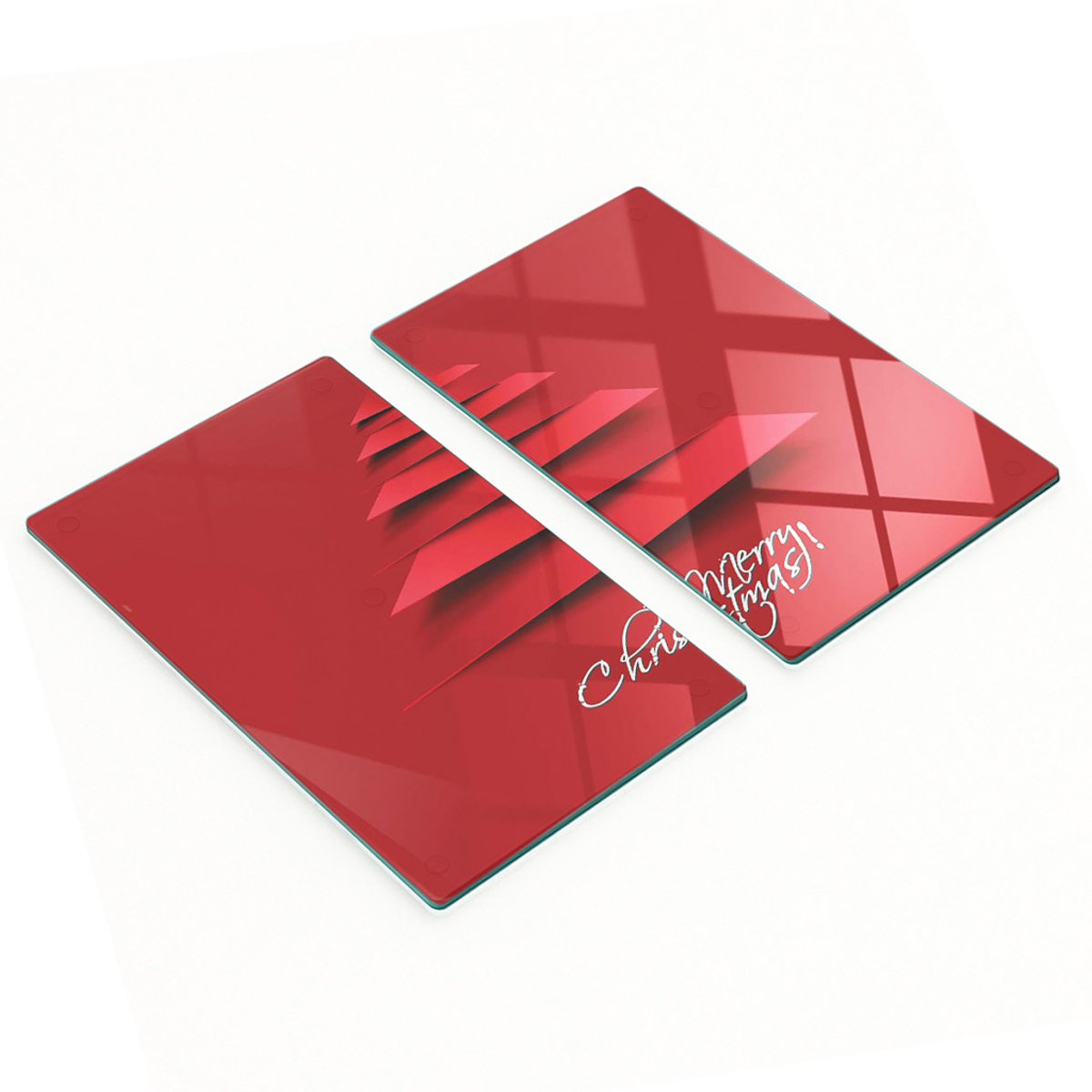 Multifunctionele decoratieve glazen borden met kerstboomprint 2x30x52 cm