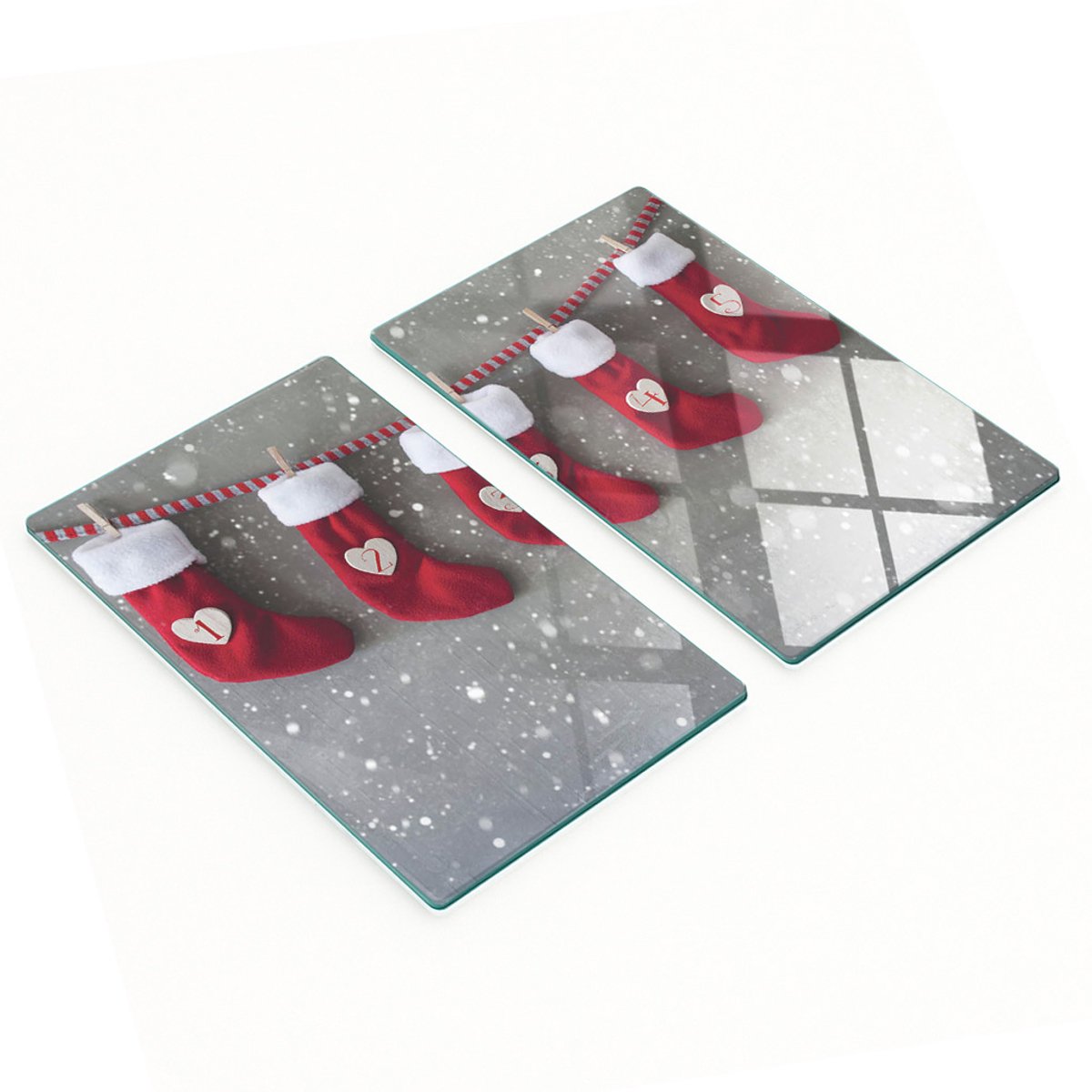 Duurzame en stijlvolle glazen borden met een adventskalenderpatroon, 2x30x52 cm