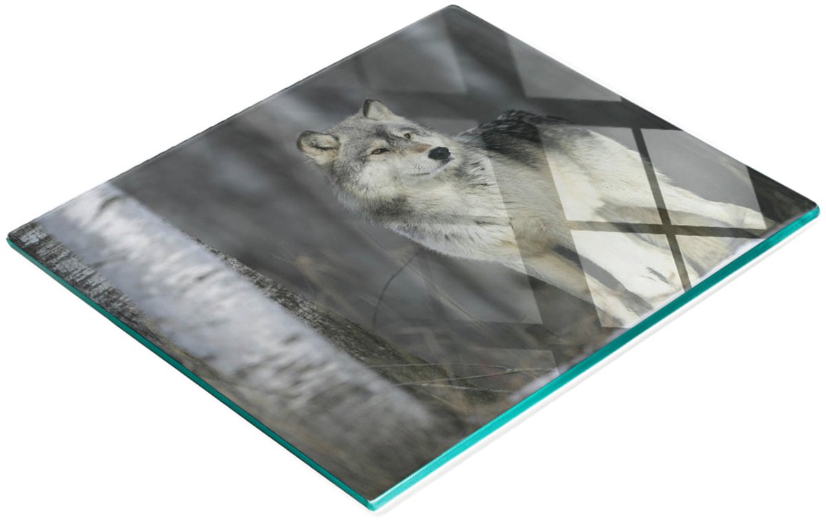Multifunctionele decoratieve glazen snijplank voor de keuken, wolfgrijs, 60x52 cm