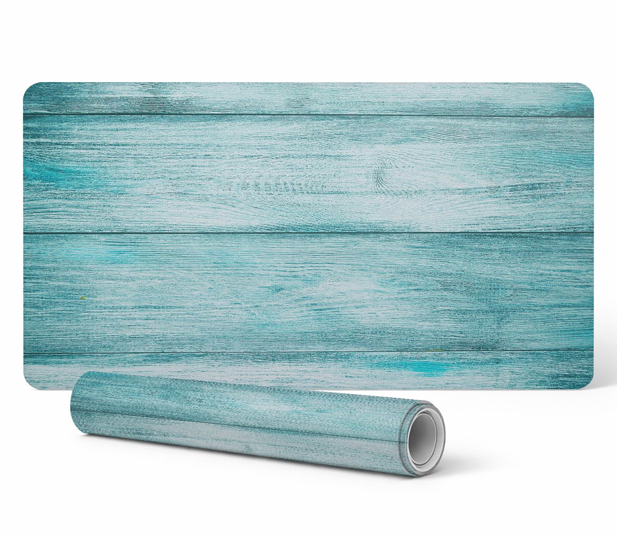 Gaming bureauonderlegger met print, houten pastelkleurige planken, 90x45 cm