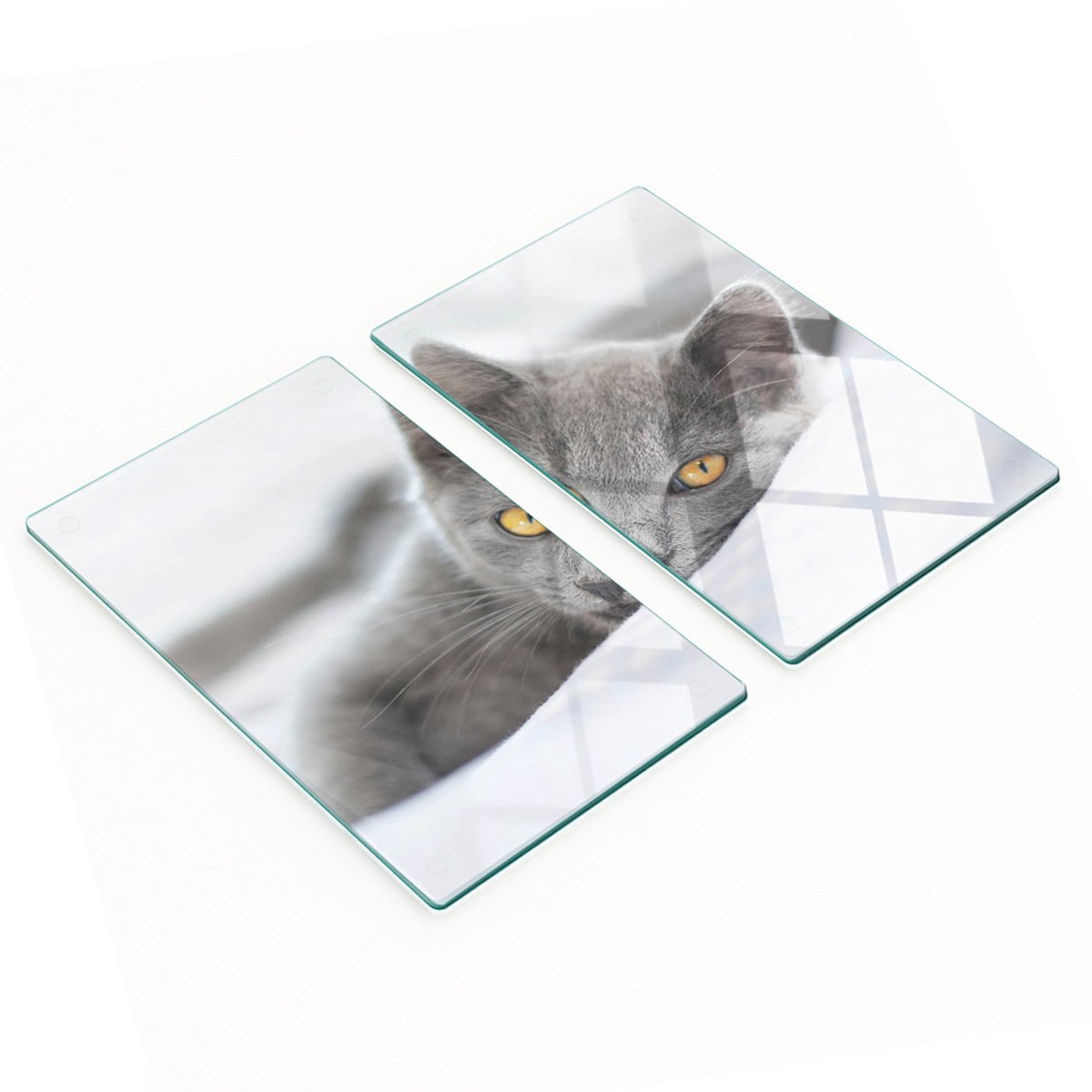 Multifunctionele decoratieve keukenplanken van gehard glas met grijze kat, 2x30x52 cm