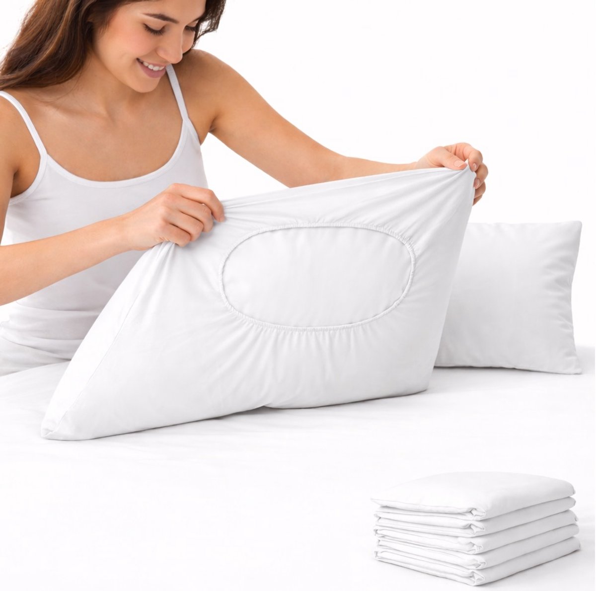 5x Wegwerp Kussensloop Reisset Wit – Disposable Pillow Cover 80x50 cm – Hygiënische Reis Kussenslopen – Ademend Non-Woven – Voor Hotel, Trein, Camping & Ziekenhuis