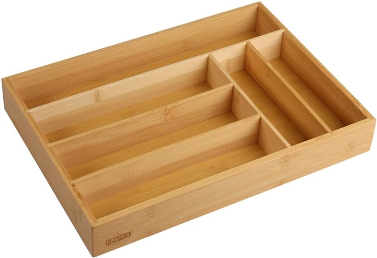 Bestekbak Bamboe - Lade Organizer - Keuken Lade - 6 Vakken - 35x25 cm - Natuurlijk
