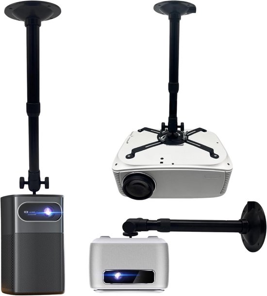 Projector plafondbeugel verstelbaar 29-45 cm, universele houder 360° draaibaar, 180° kantelbaar, stevig staal voor thuisbioscoop