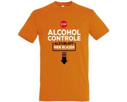 Alcohol Controlle, Hier Blazen T-shirt - Oranje - Oranje shirt - Koningsdag - Koningsdag Outfit - Koningsdag Kleding - Heren - Dames - Unisex - Oranje Kleding - Maat L
