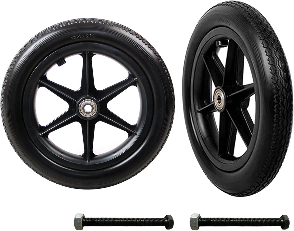 Rolstoel Voorwielen - Vervangende Wielen - Mobiliteit Verbeteren - Lekvrij Zonder Lucht - 12 Inch Diameter - Zwart Grijs